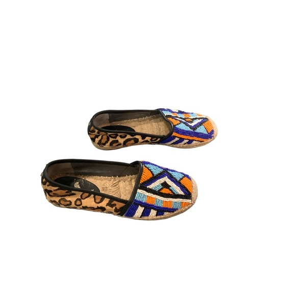 Sam Edelman Multicolor Rainbow Beaded Slip On Espardrille Lida Size 7.5M - Picture 2 of 4